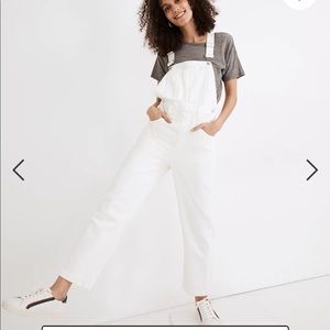 Madewell white denim overalls M